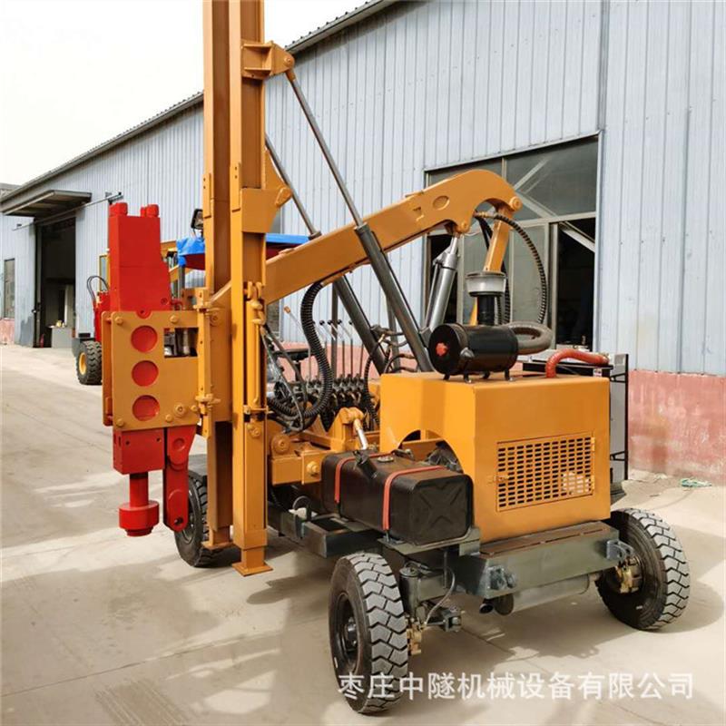 多功能波形护栏打桩机 四轮护栏打桩机 长螺旋打桩机