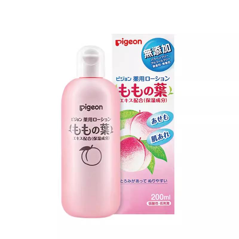 现货日本本土版贝亲婴儿桃子水新生儿宝宝止痒桃叶痱子爽身200ml