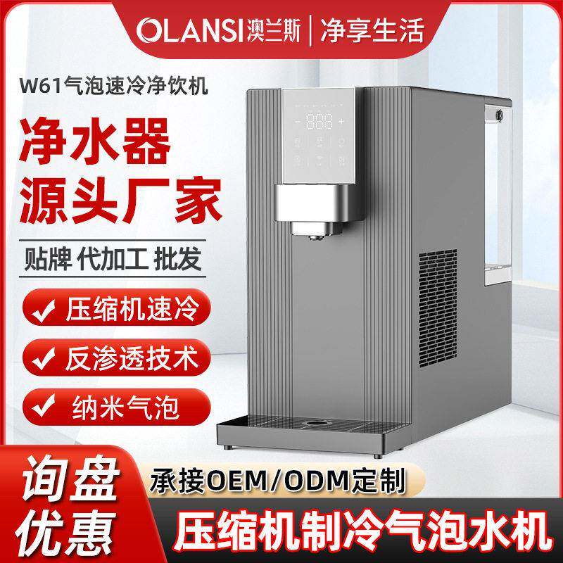 智能净水机气泡净水器反渗透家用净饮机台式免安装冰水一体管线机