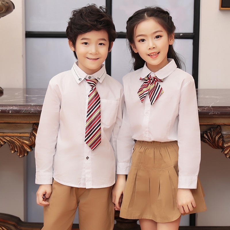 童装学生校服儿童纯棉衬衫夏季新款女童薄款礼服男童长袖宝宝
