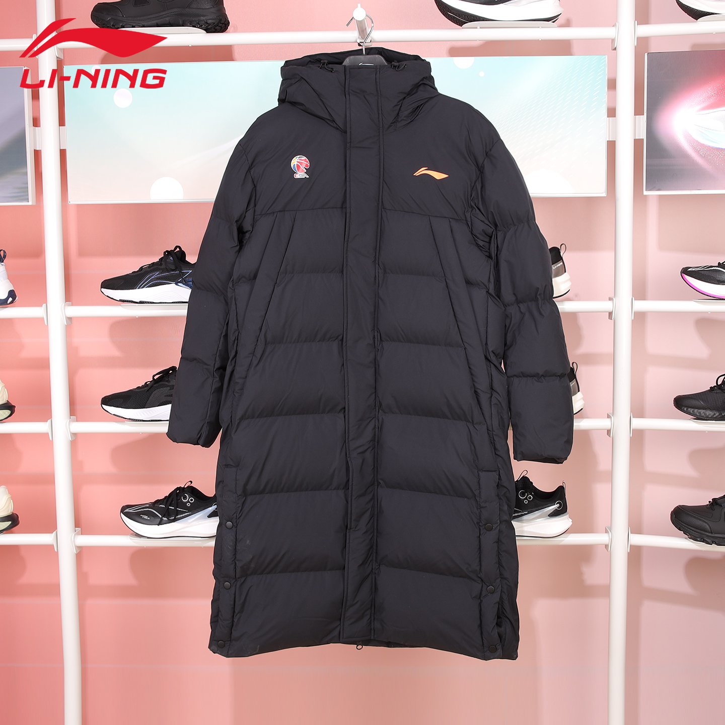 李宁长款外套CBA系列男冬季棉服