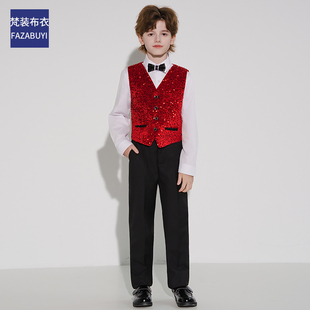 奢华大牌法式 2025新款 帅气英伦风主持人儿童西服 套装 高端男童西装