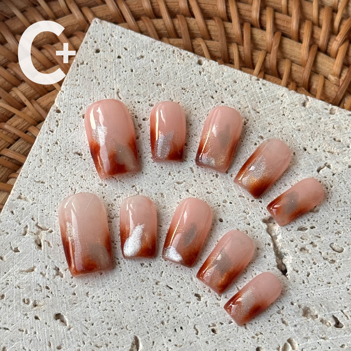 C+琥珀琉璃 短款穿戴甲美甲高级感猫眼显白手工裸色醋酸晕染千金,彩妆/香水/美妆工具,穿戴甲/甲片,淘宝优惠券,粉丝福利购,淘宝优惠卷