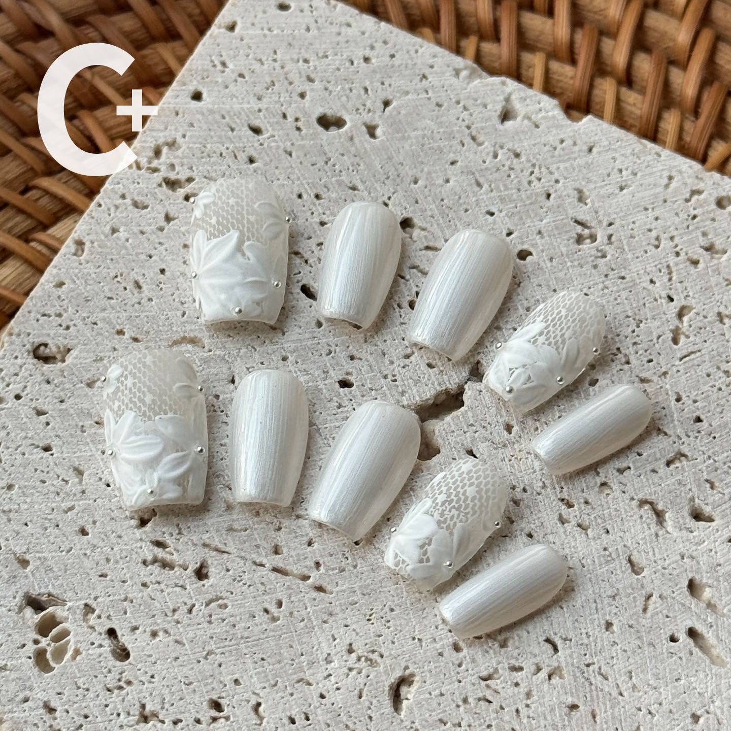 C+白纱絮语 穿戴甲美甲高级感蕾丝显白色绝美手工短款哑光千金款,彩妆/香水/美妆工具,穿戴甲/甲片,淘宝优惠券,粉丝福利购,淘宝优惠卷