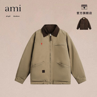 翻领棉服男美式 DRAJK冬复古双面穿工装 宽松保暖休闲棉衣 AMI 正品