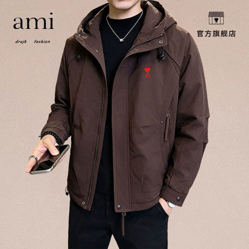 正品AMI DRAJK工装机能风外套男连帽棉服秋冬季百搭大码夹棉夹克