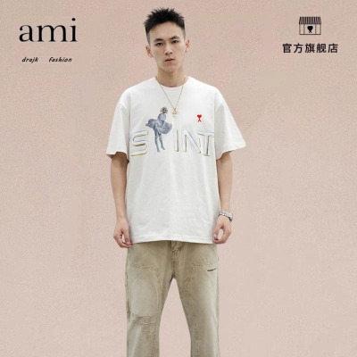正品AMI DRAJK美式潮牌空山基联名机械姬男士洗水做旧短袖T恤