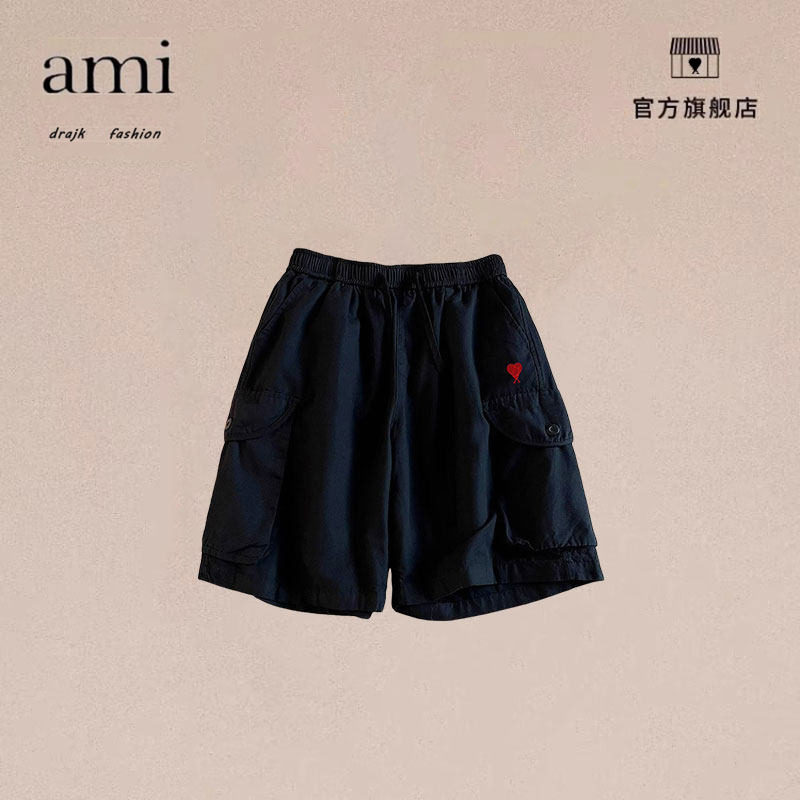 正品AMI DRAJK军绿色工装短裤男士夏季日系休闲裤阔腿直筒古着裤