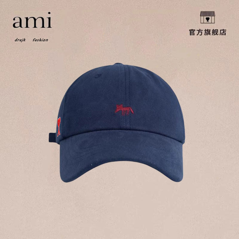正品AMI DRAJK棒球帽男女春夏亮色休闲百搭显脸小宽檐防晒鸭舌帽