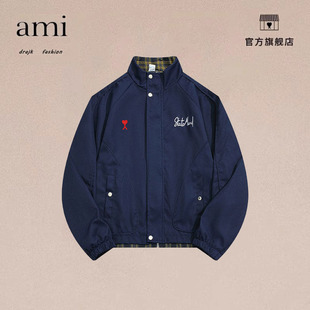 复古格子拼接假两件休闲外套男秋街头痞帅夹克 DRAJK美式 正品 AMI