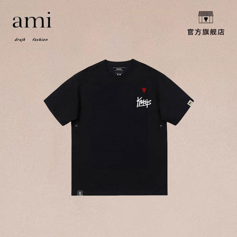 正品AMI DRAJK重磅短袖男t恤夏季宽松加大码圆领半袖oversize简约