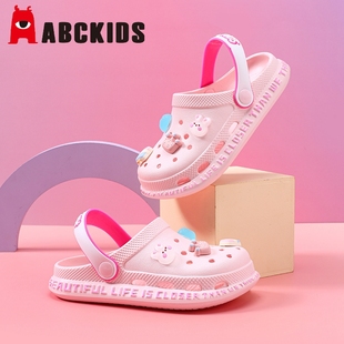 女童拖鞋 新款 abckids儿童洞洞鞋 夏季 宝宝女孩防滑凉鞋 大童沙滩鞋