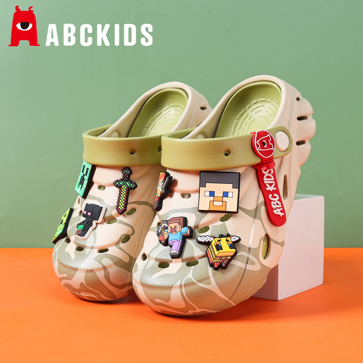 abc我的世界儿童洞洞鞋男童拖鞋夏季新款防滑小孩凉鞋男孩沙滩鞋