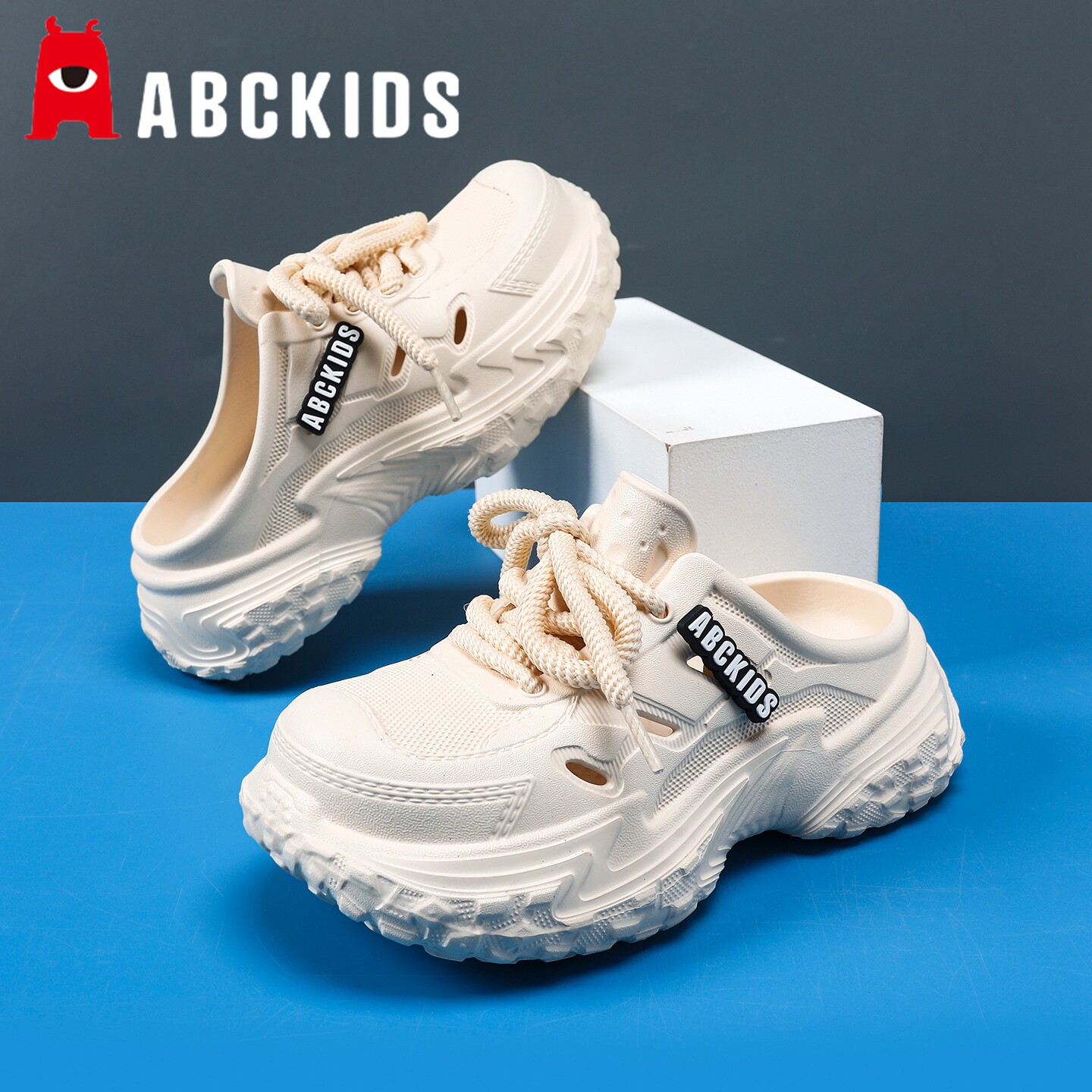 abc儿童洞洞鞋男童拖鞋夏季新款女童厚底运动鞋男孩外穿凉鞋童鞋