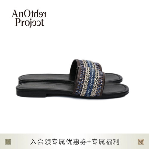 AnotherProject底编织钉珠凉拖