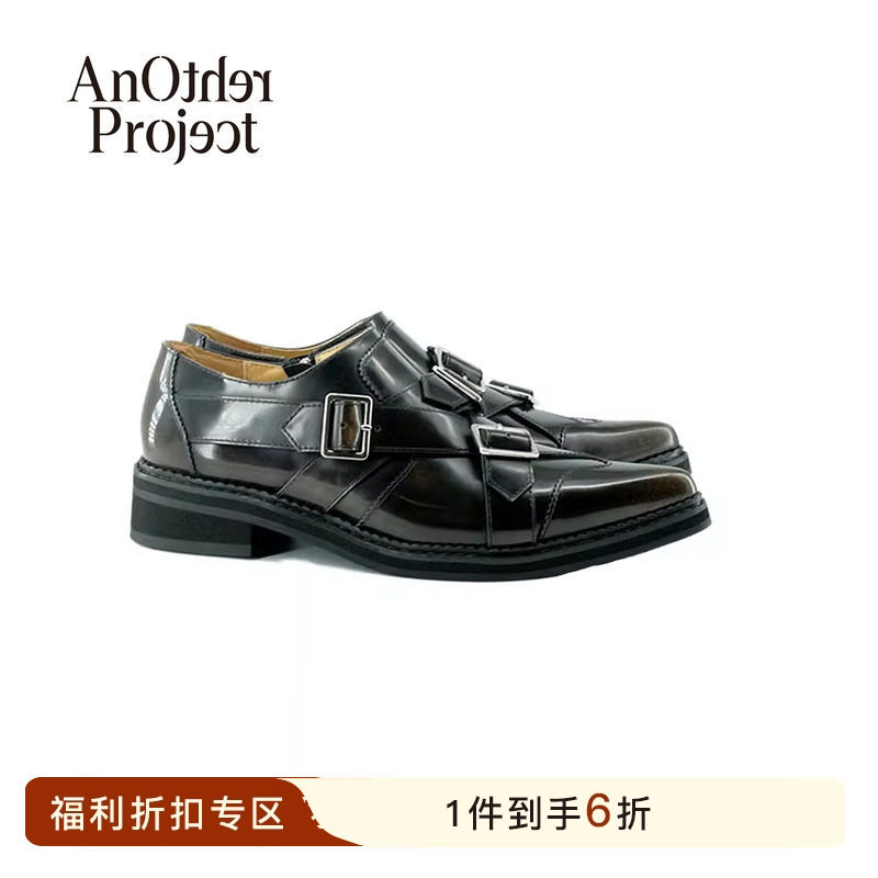 【6折】AnOther Project  Chunk尖头搭扣拉链一脚蹬浅口皮鞋女