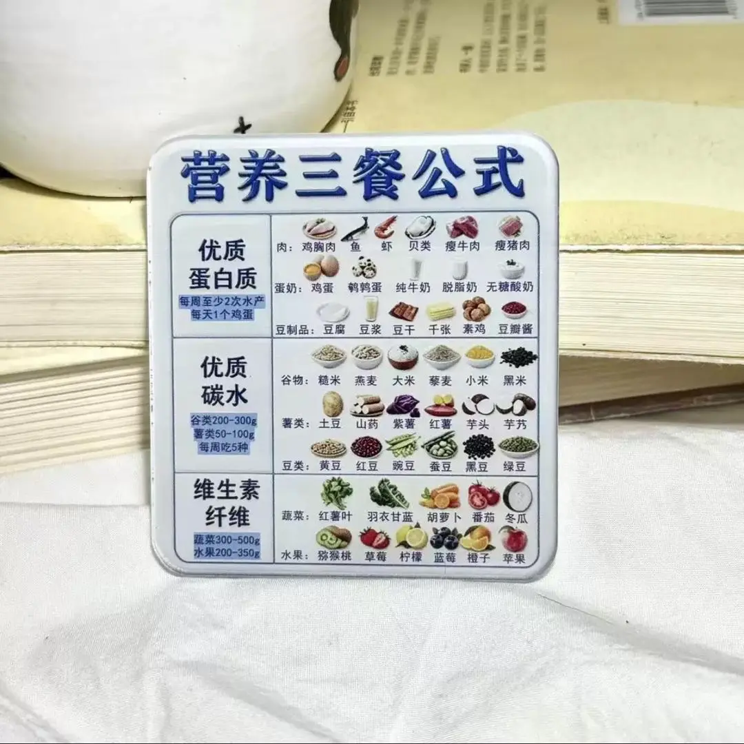 营养三餐公式亚克力平面冰箱磁贴