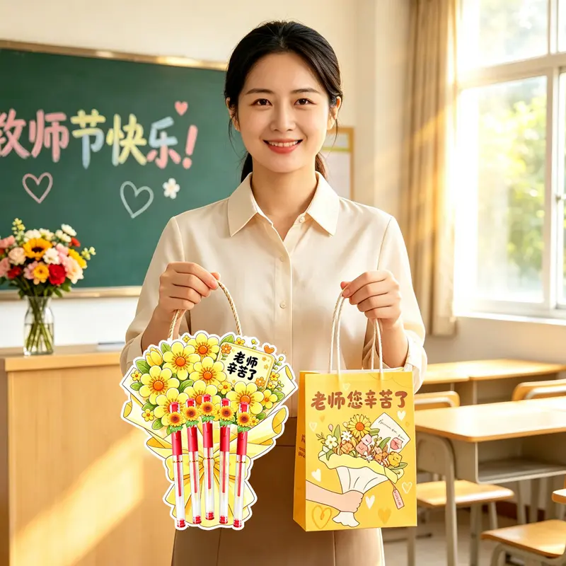 教师节谢师礼物红笔花束贺卡实用