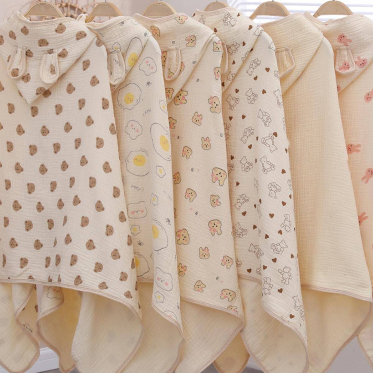 纱布浴巾儿童专用大童新生婴儿洗澡专用连帽斗篷毛巾吸水速干 干