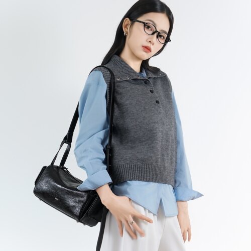 SIMEV杉谷头层牛皮双耳吐司包