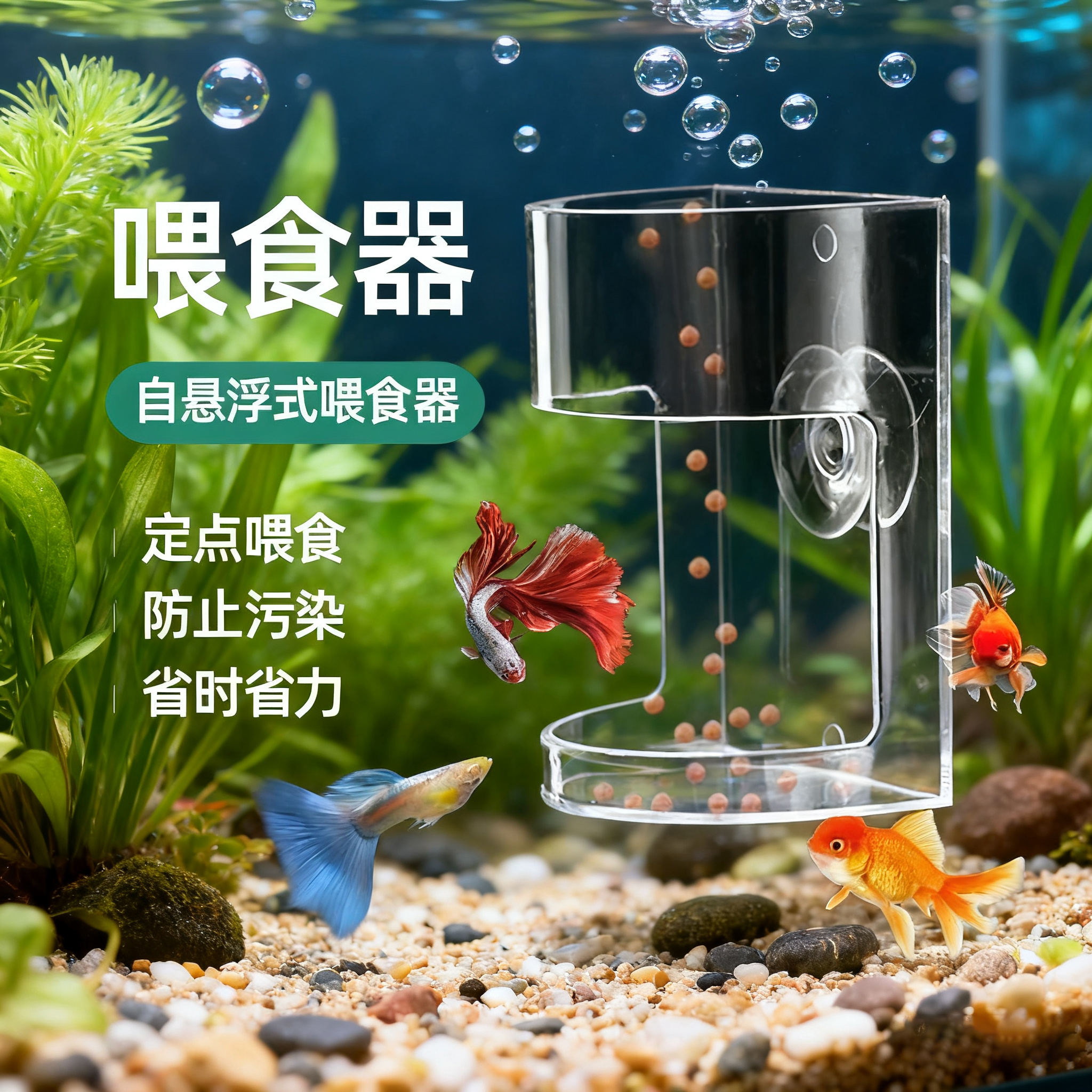 鱼缸喂食器透明壁挂式