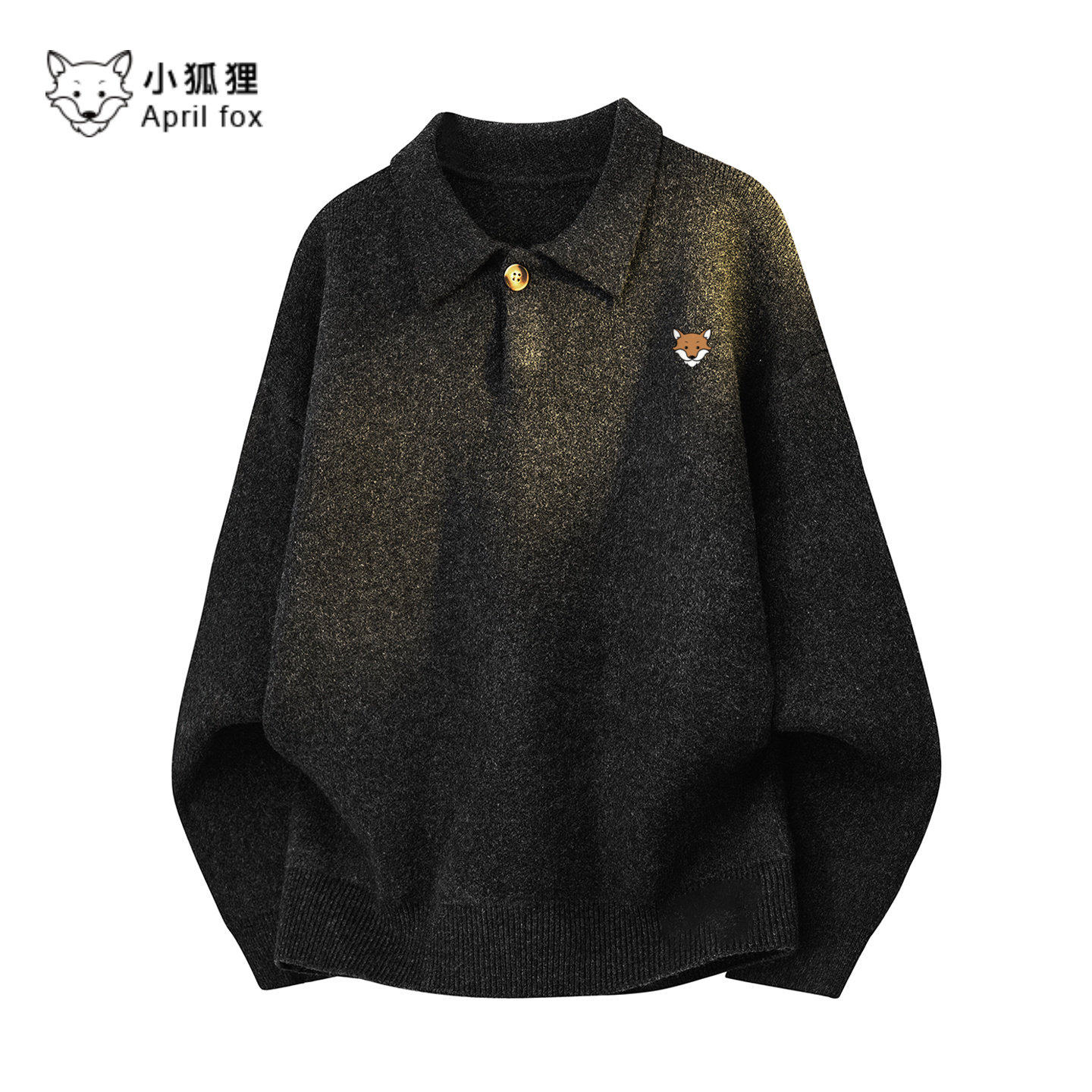 英国小狐狸美式针织衫咖色简约毛衣男款秋冬季潮牌高街休闲长袖上