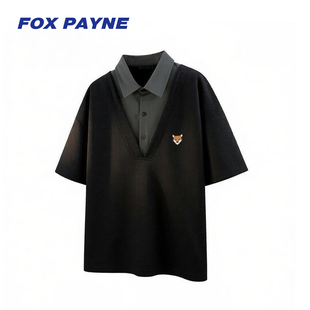 PAYNE小狐狸夏季 T恤男休闲宽松POLO衫 新款 短袖 假两件衬衫 英国FOX