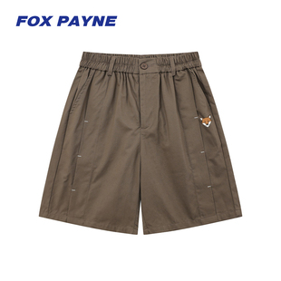 男直筒休闲五分裤 短裤 PAYNE小狐狸潮牌复古纯色阔腿工装 英国FOX