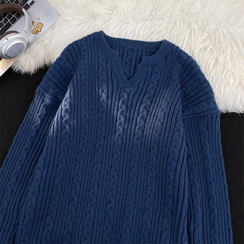 春秋长袖慵懒毛衣女2025别致v领温柔风上衣镂空宽松针织衫外穿潮