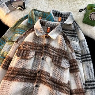 美拉德风外套男款秋冬款休闲小香风格子夹克高级感痞帅衣服秋冬潮