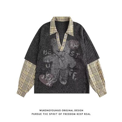 大码坑条v领长袖打底针织衫女秋冬新款胖mm别致褶皱修身显瘦上衣