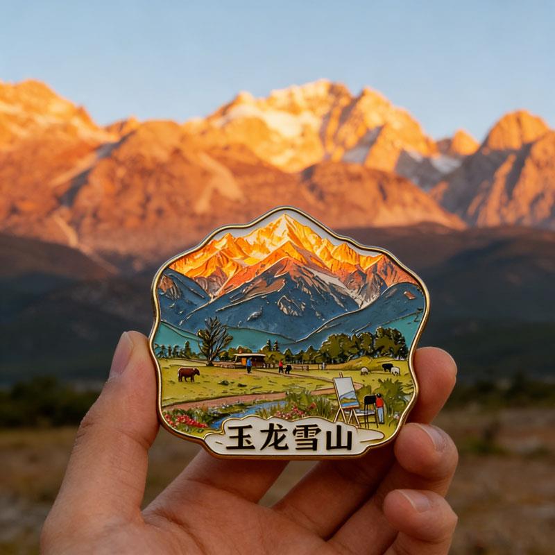 云南玉龙雪山金属冰箱贴磁贴2026新款旅游景点文创磁吸纪念品礼物