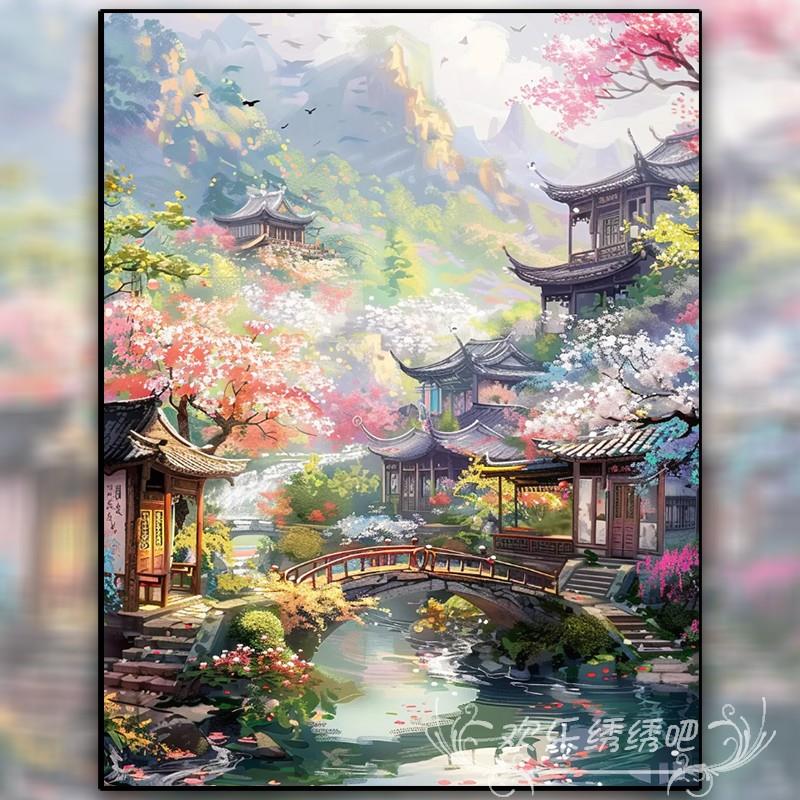 春和景明十字绣2026新款线绣中国风唯美风景手工制作刺绣钻石贴画
