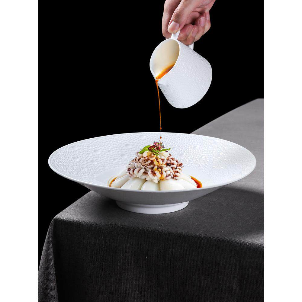 欧式陨石纹喇叭碗西餐蔬菜沙拉碗饭店用冷菜盘子高颜值陶瓷菜盘子