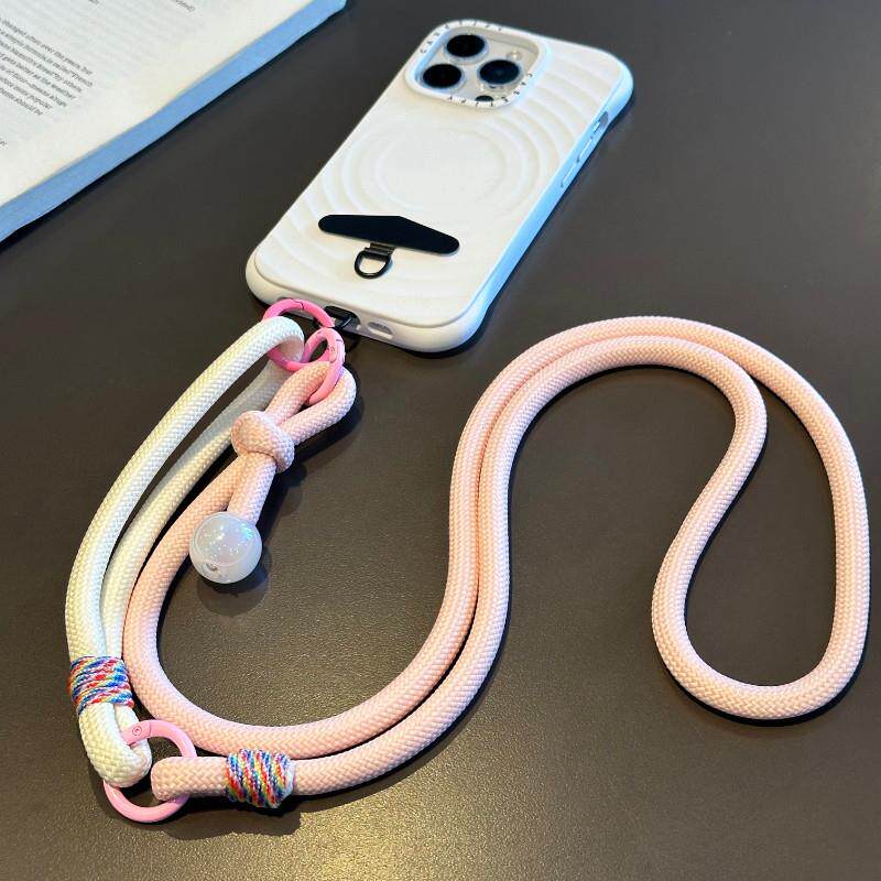时尚纯色手机挂绳斜挎可肩背调节结实挂脖金属夹片户外多功能带子