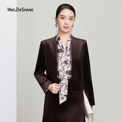 赢智尚丝绒西装外套女气质职业装