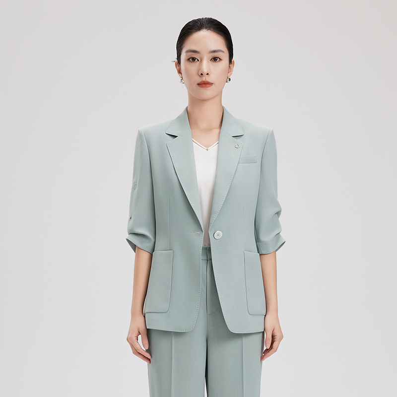 夏季新款仿麻感透气西装外套