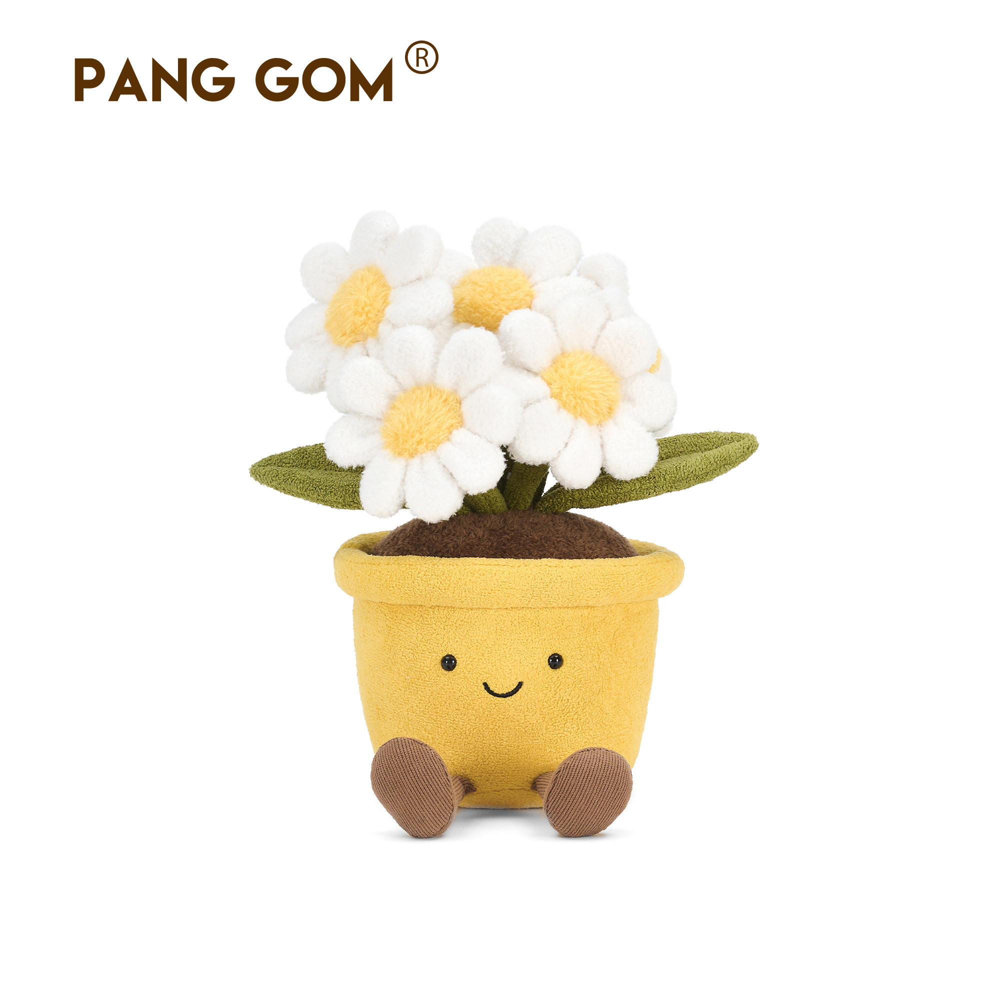 PANG GOM小雏菊盆栽毛绒玩具仿真花陪伴治愈公仔玩偶生日礼物摆件