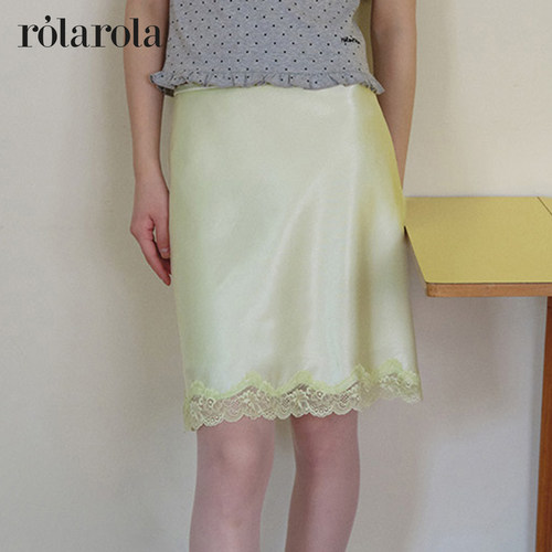 [张元英同款]rolarola26年新款缎面蕾丝半身裙女少女风清新A字裙