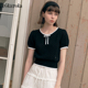 短袖 镂空T恤少女上衣 ROLAROLA25年法式 针织衫 张元 英同款