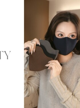 秋冬德绒磨毛口罩气质保暖防风黑色高颜值保暖女秋季冬季冬天防寒