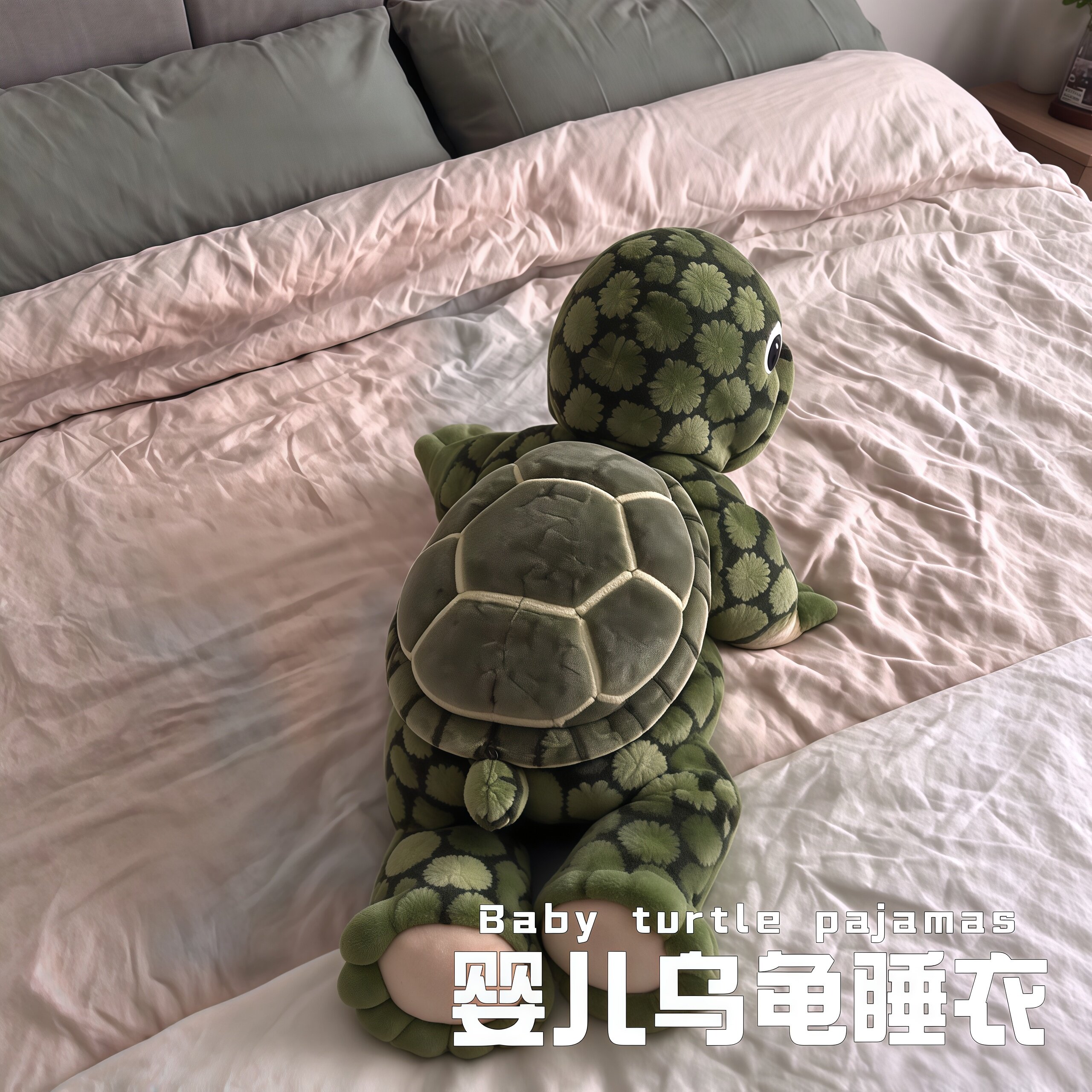 婴儿乌龟睡衣宝宝连体衣新生幼儿睡袋戴帽创意跨境爆款乌龟连体衣