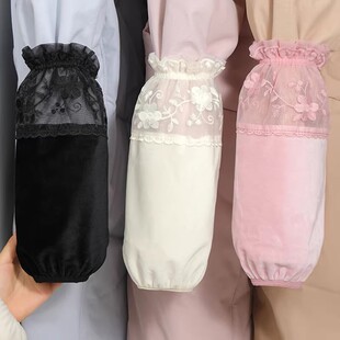 袖套蕾丝套袖2025冬羽绒服护袖头黑色白色专用粉色紫色灰色花边