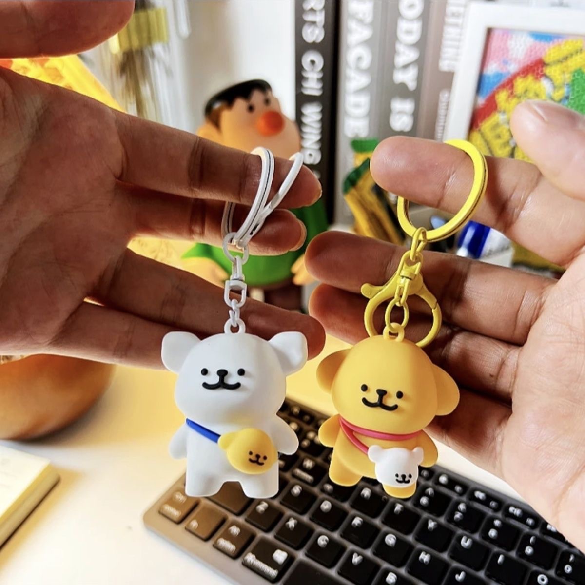 卡通可爱线条小狗钥匙扣书包挂件情侣挂件汽车钥匙链 7-12岁礼物