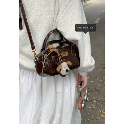 复古简约手提包小拎包女2025新款百搭小方包单肩斜挎包一件