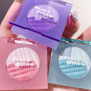 极光双色高光粉饼变色龙高光修容一体盘珠光爆闪眼妆提亮