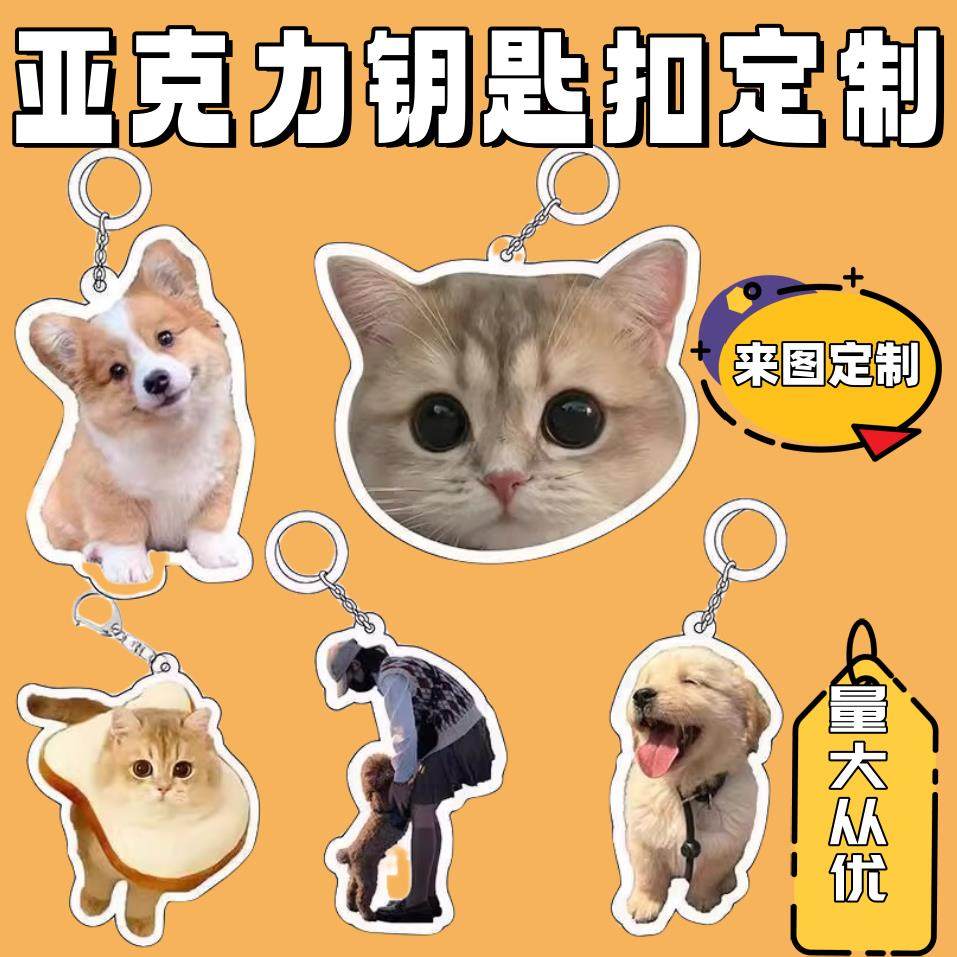 亚克力钥匙扣定制文创其他周边应援物料自印照片diy宠物猫咪挂件