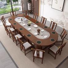 新中式酒店椭圆形餐桌电动旋转长方形火锅饭店转盘长桌大饭桌商用