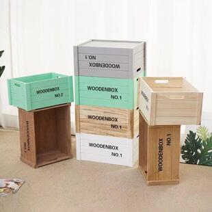 超市美陈摆件彩色陈列木盒情景道具端头货架顶层装饰收纳盒酒盒子