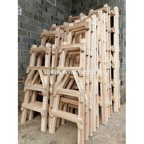 杉木人字梯装修实木走梯家用双侧水电木梯室内室外工程直梯置物架